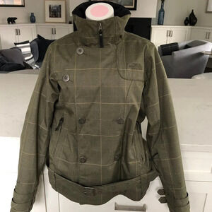 The North Face Ski Snow Board Plaid Jacket w RECCO & Detachable Hood Green Sz M